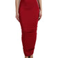 Red HighWaist Bodycon Stretch Pencil Cut Skirt