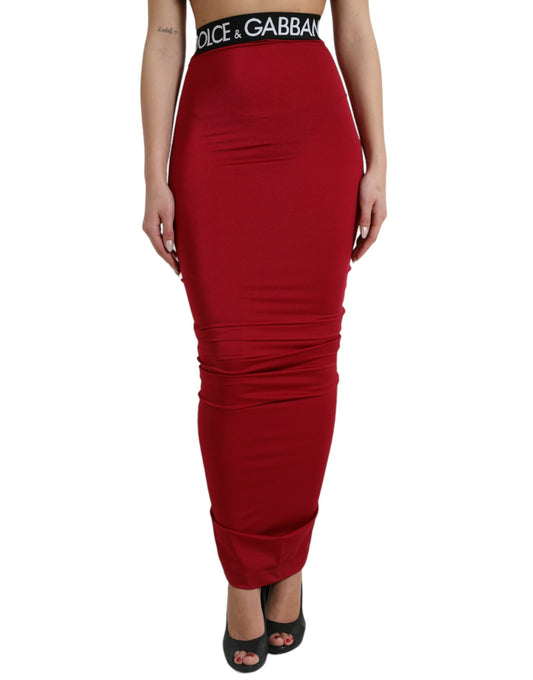 Red HighWaist Bodycon Stretch Pencil Cut Skirt