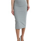 Gray High Waist Stretch Pencil Cut Midi Skirt