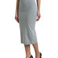 Gray High Waist Stretch Pencil Cut Midi Skirt