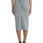 Gray High Waist Stretch Pencil Cut Midi Skirt