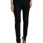 Black Wool Mid Waist Tapered Pants