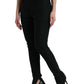 Black Wool Mid Waist Tapered Pants