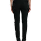 Black Wool Mid Waist Tapered Pants