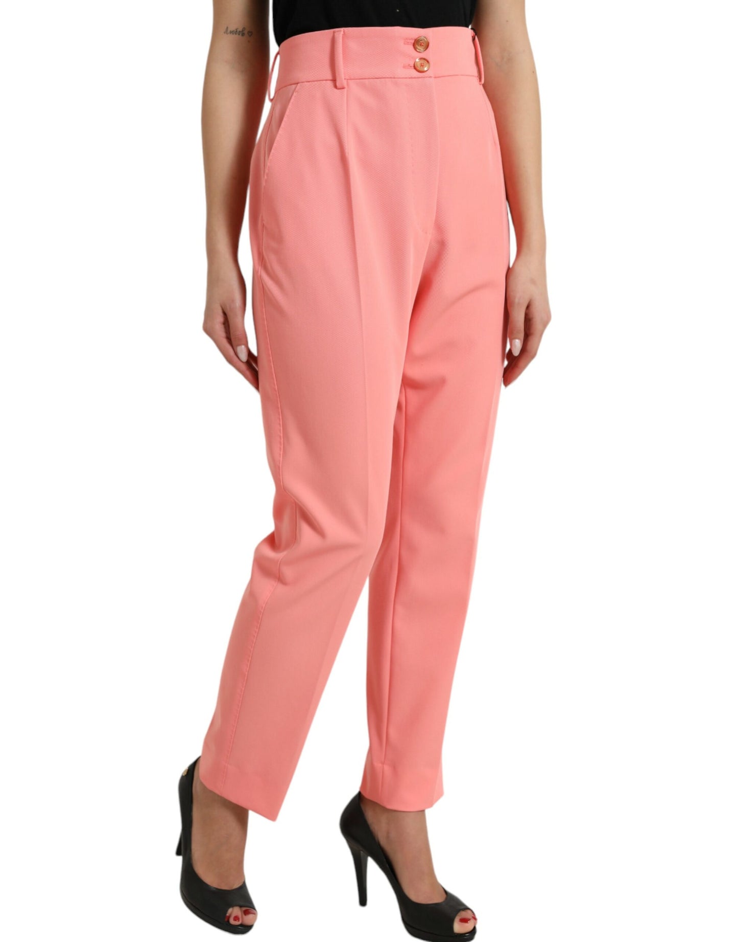 Pink High Waist Tapered Women Pants