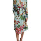 Multicolor Floral Silk Trench Coat Jacket