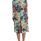 Multicolor Floral Silk Trench Coat Jacket