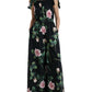 Black Rose Cotton Poplin Wide Leg Jumpsuit Dress