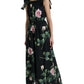 Black Rose Cotton Poplin Wide Leg Jumpsuit Dress