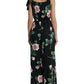 Black Rose Cotton Poplin Wide Leg Jumpsuit Dress