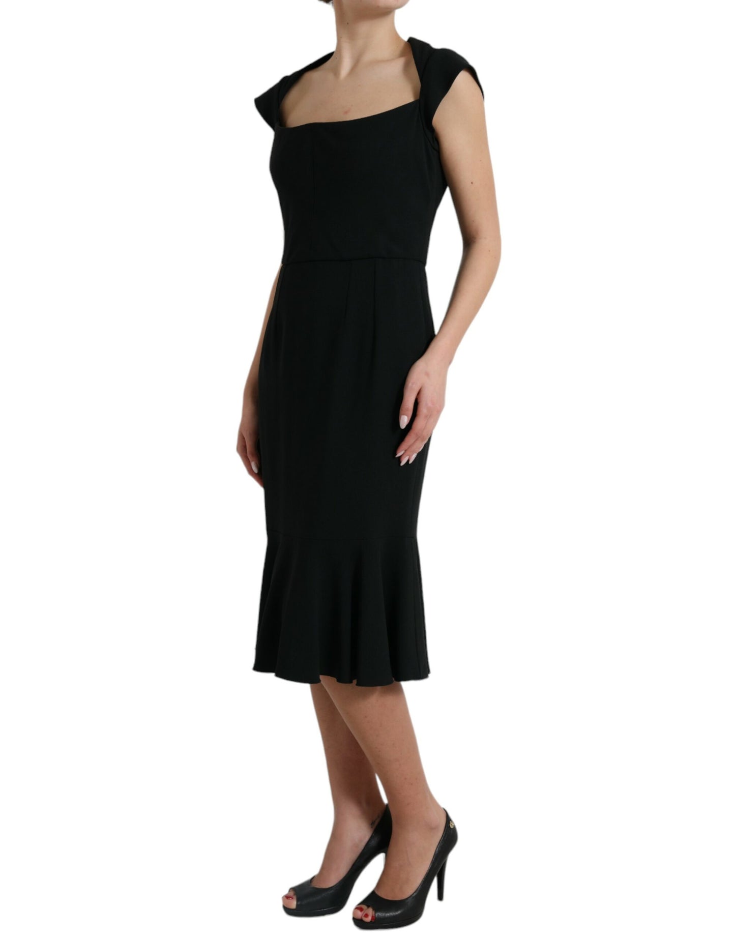 Black Cady Viscose Sleeveless Dress