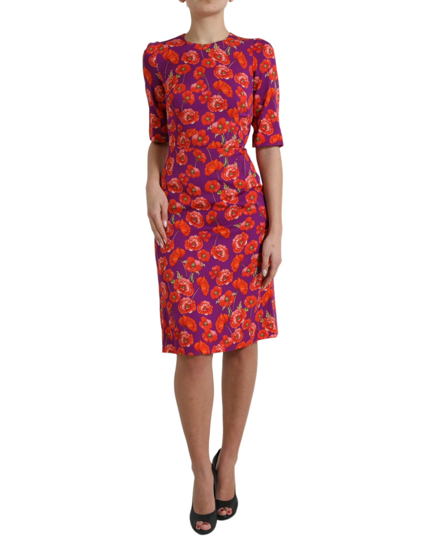 Multicolor Floral Poppy Print Sheath Dress