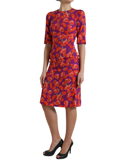 Multicolor Floral Poppy Print Sheath Dress