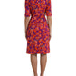 Multicolor Floral Poppy Print Sheath Dress