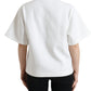 T-shirt White Cotton Stretch Black HOT Crystal