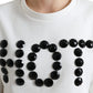 T-shirt White Cotton Stretch Black HOT Crystal