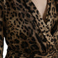 Brown Leopard Print Wrap Effect Midi Dress