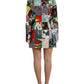 Multicolor Floral Patchwork Shift Mini Dress