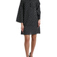 Black White Polka Dot Nylon Shift Mini Dress