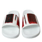 White Red Leather Sandals Slippers Men Shoes