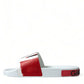 White Red Leather Sandals Slippers Men Shoes