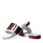 White Red Leather Sandals Slippers Men Shoes