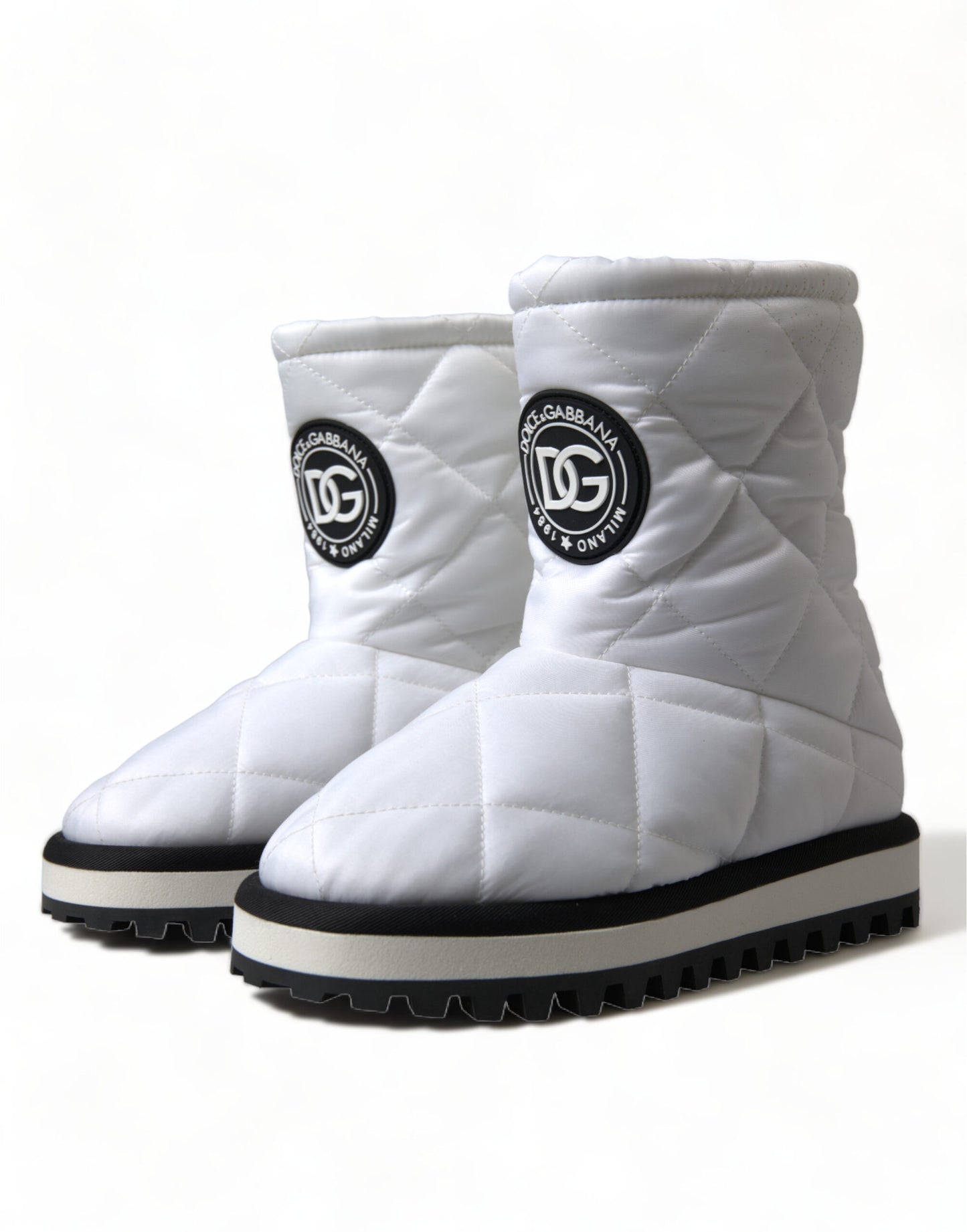 Elegant White Quilted Mid-Calf Boots