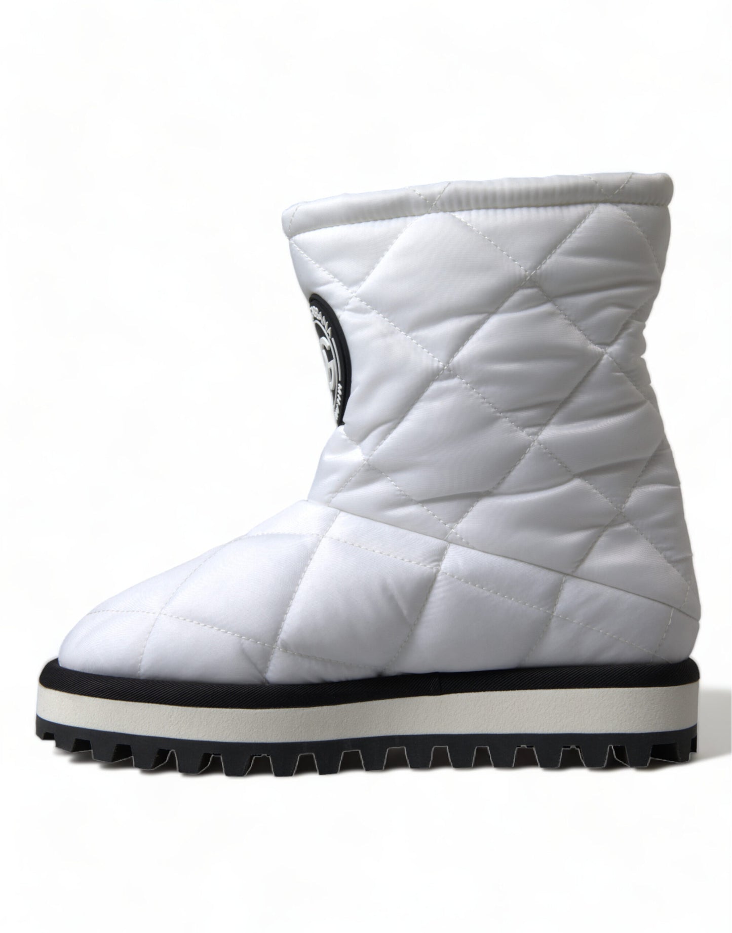 Elegant White Quilted Mid-Calf Boots