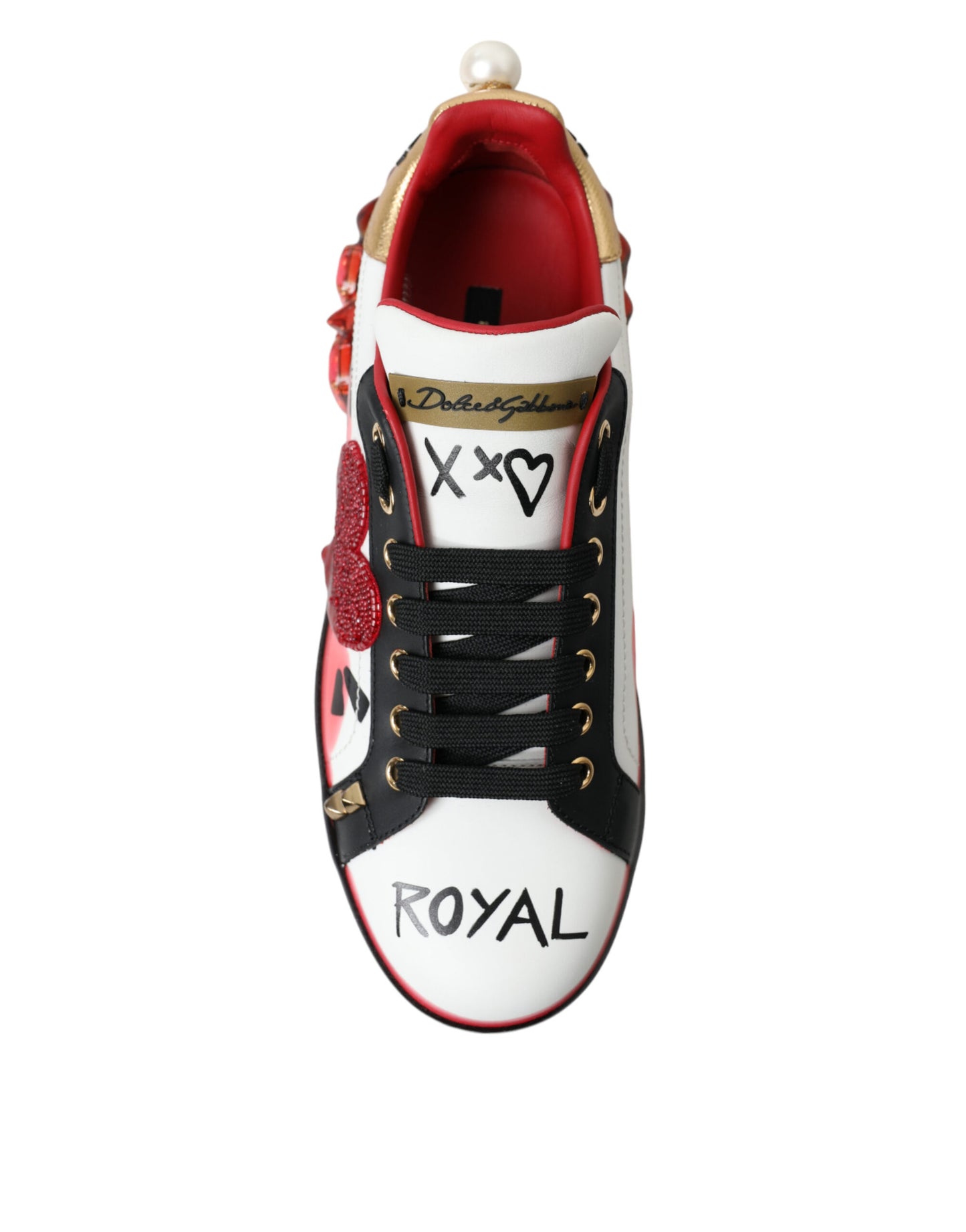 White Red Crystals Portofino Sneakers Women Shoes