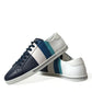 White Blue Leather Low Top Sneakers Shoes