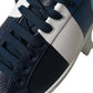 White Blue Leather Low Top Sneakers Shoes