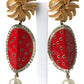 Red Watermelon Gold Brass Crystal Clip Dangling Earrings