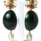 Red Watermelon Gold Brass Crystal Clip Dangling Earrings