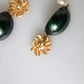 Red Watermelon Gold Brass Crystal Clip Dangling Earrings