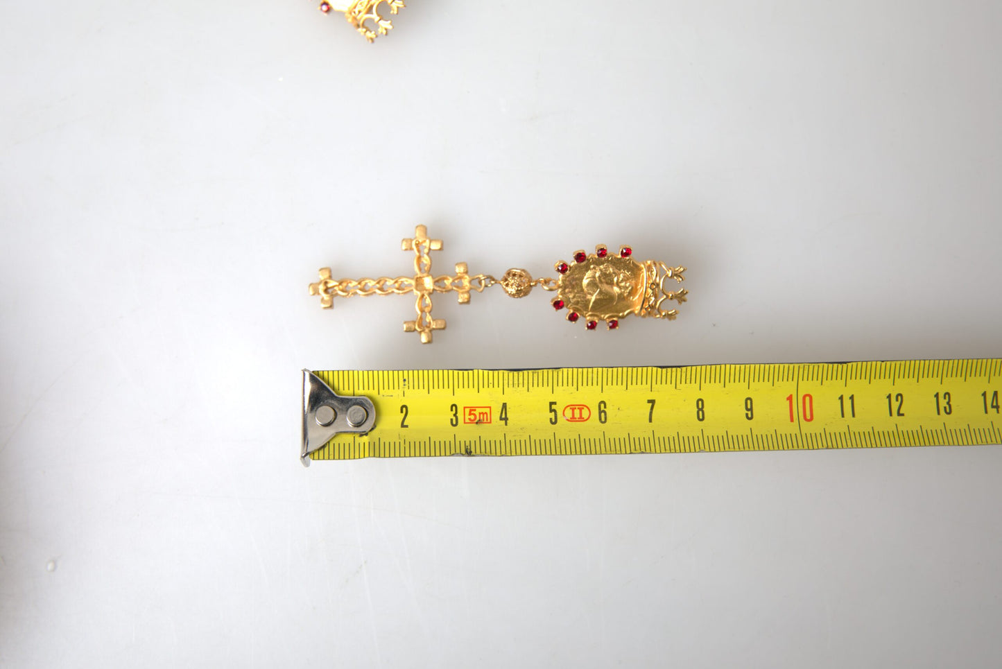 Regal Gold Cross & Crown Clip Earrings