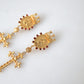 Regal Gold Cross & Crown Clip Earrings