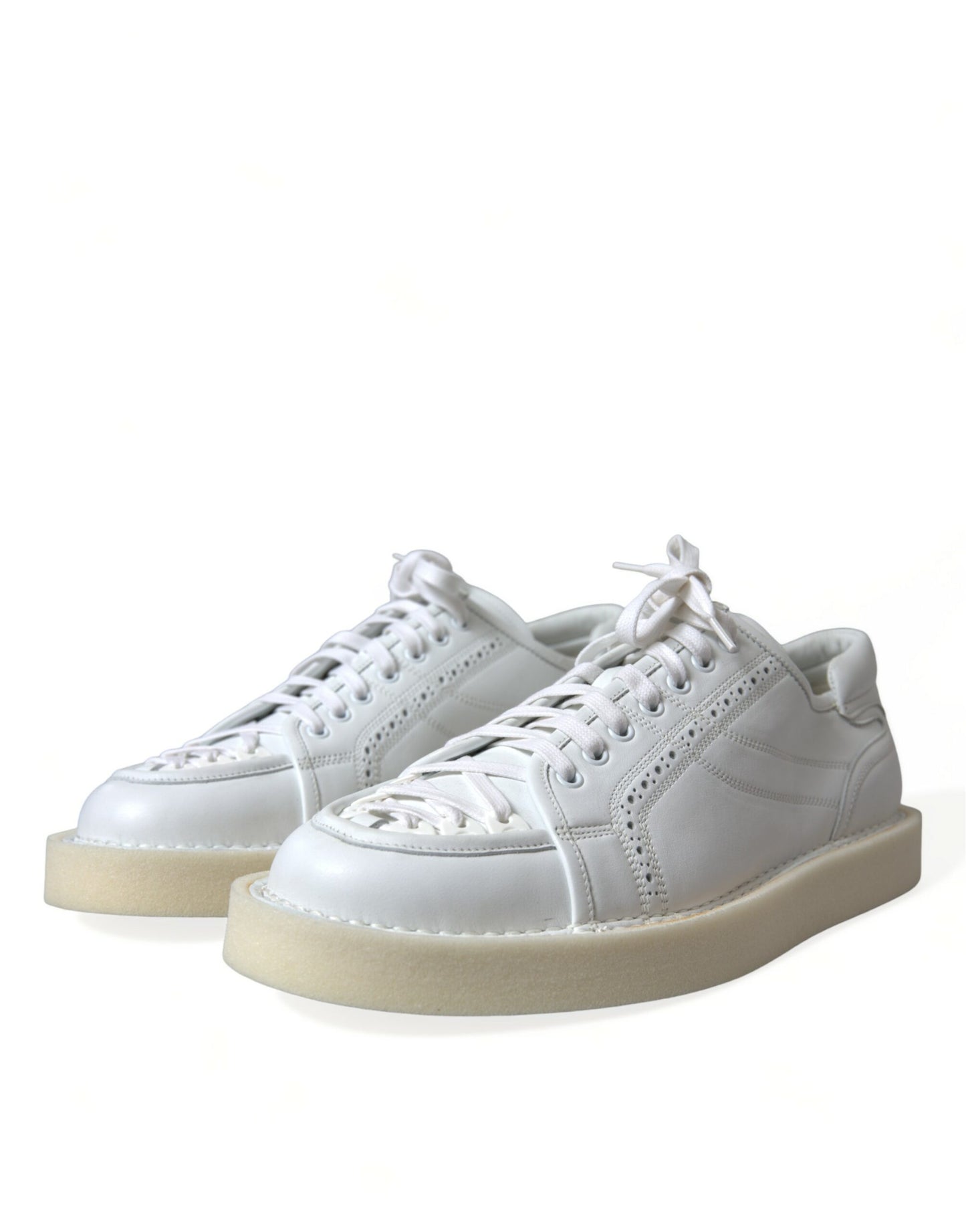 White Leather Low Top Oxford Sneakers Shoes