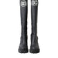 Black Rubber Leather High Boots Shoes