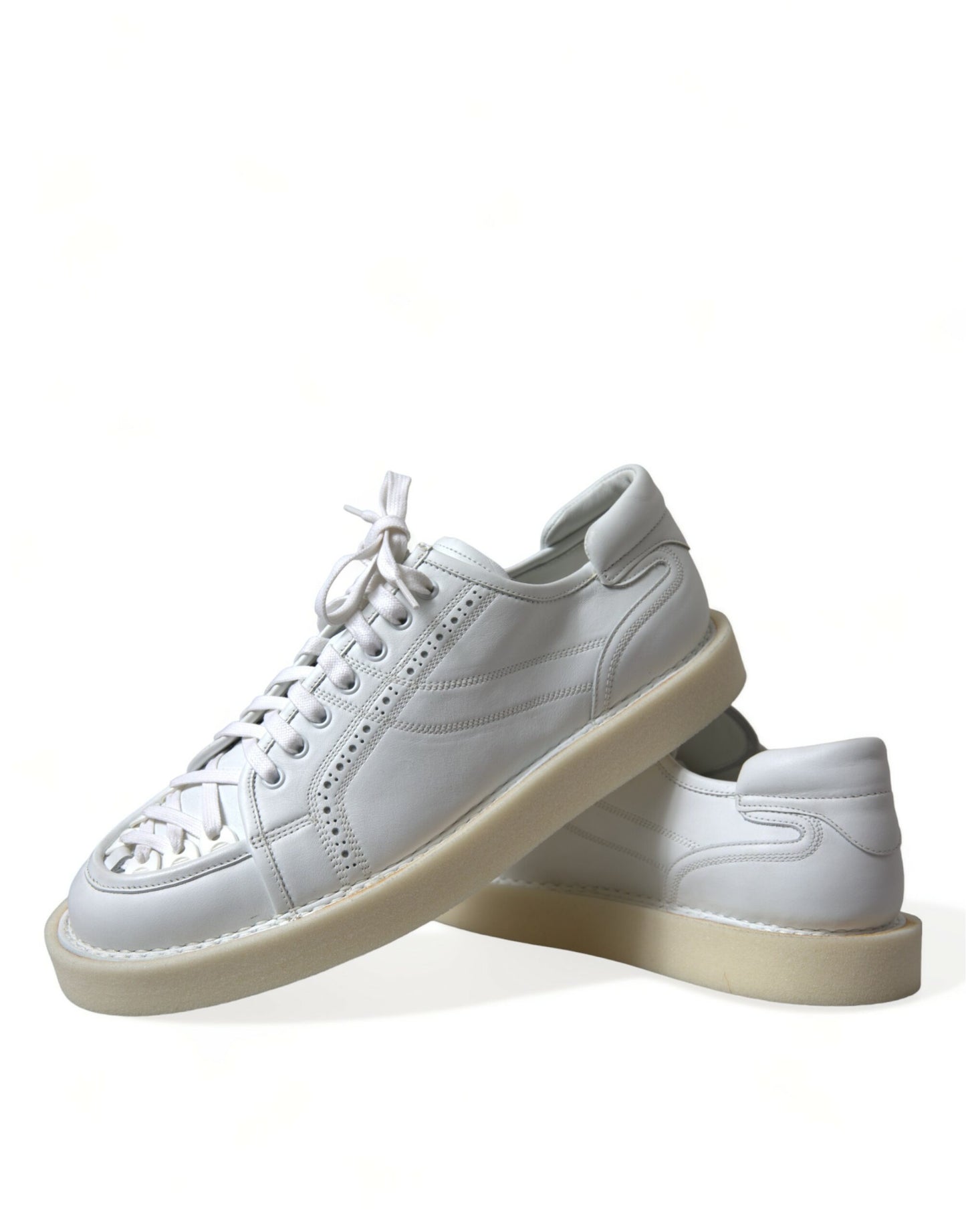 White Leather Low Top Oxford Sneakers Shoes