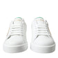 Chic White Sneakers with Green Heel Accent