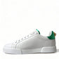 Chic White Sneakers with Green Heel Accent