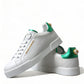 Chic White Sneakers with Green Heel Accent
