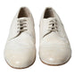 White Distressed Leather Brogue Dress Shoes