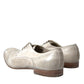 White Distressed Leather Brogue Dress Shoes