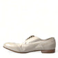 White Distressed Leather Brogue Dress Shoes