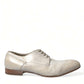 White Distressed Leather Brogue Dress Shoes