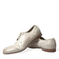 White Distressed Leather Brogue Dress Shoes