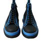 Black Blue Canvas Cotton High Top Sneakers Shoes