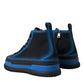 Black Blue Canvas Cotton High Top Sneakers Shoes