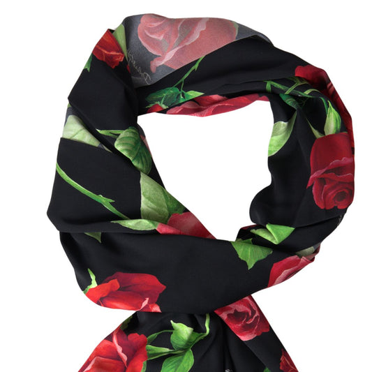 Elegant Silk Blend Black Scarf